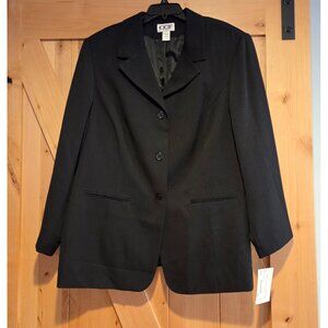 New! CCF Black Blazer Jacket Plus Size 24 Polyester Lined 3 Button